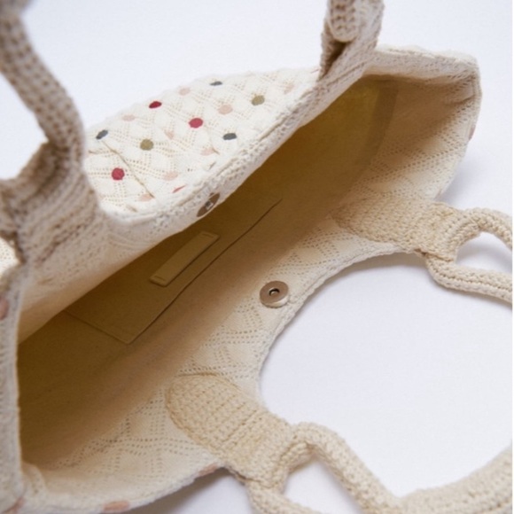 ZARA BNWT Polka Dot Knit Shopper Bag - Picture 2 of 4